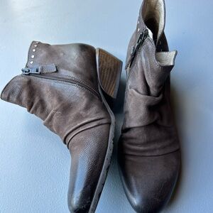 Miz Mooz Chocolate Leather Ankle Boots
